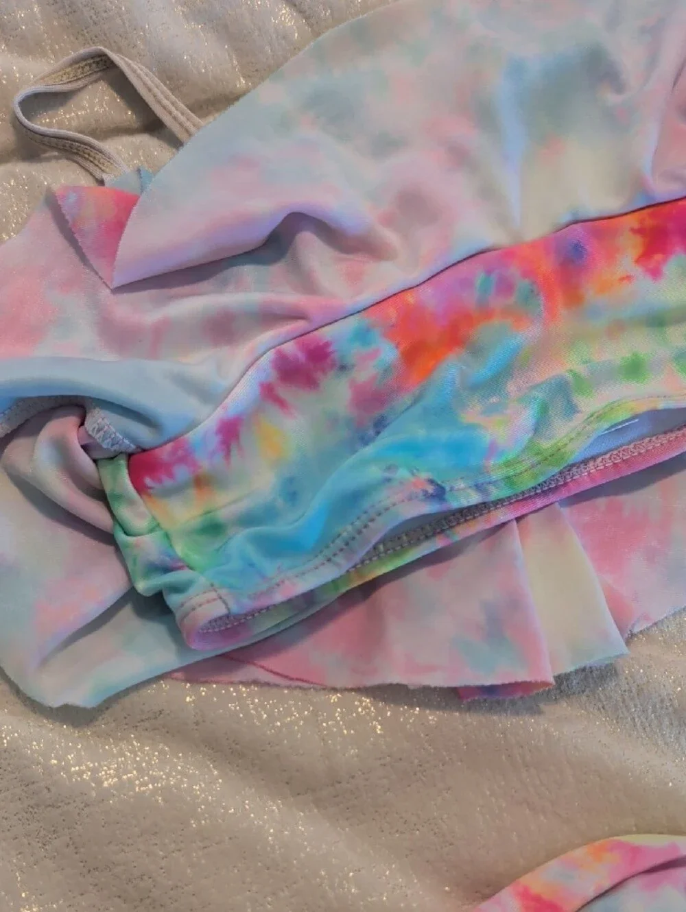 Betsey Johnson Kids Pastel Tie-Dye Flounce Bikini Set